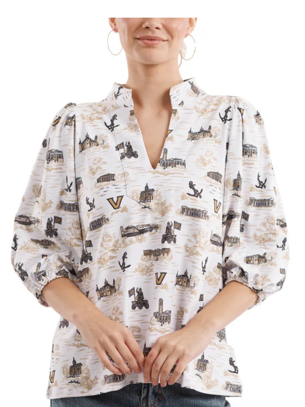 Smith & Quinn Vanderbilt Toile Tailgate Collection Eliza Top NEW